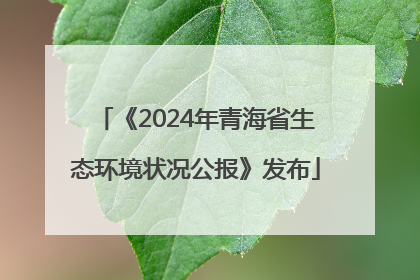 《2024年青海省生态环境状况公报》发布
