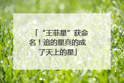 “王菲星”获命名！追的星真的成了天上的星