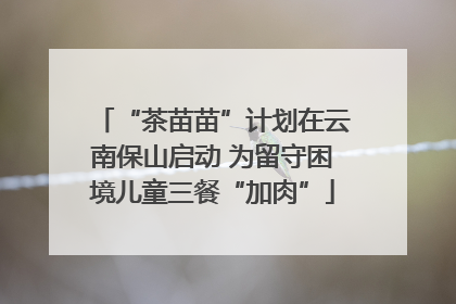 “茶苗苗”计划在云南保山启动 为留守困境儿童三餐“加肉”