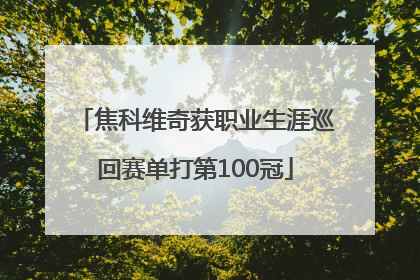焦科维奇获职业生涯巡回赛单打第100冠