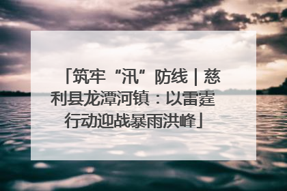 筑牢“汛”防线｜慈利县龙潭河镇：以雷霆行动迎战暴雨洪峰