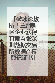 破冰深数所！兰州新区企业获得甘肃首张深圳数据交易所数据产权登记证书