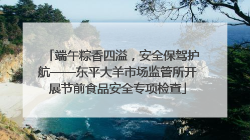 端午粽香四溢，安全保驾护航——东平大羊市场监管所开展节前食品安全专项检查