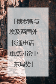俄罗斯与埃及两国外长通电话 重点讨论中东局势
