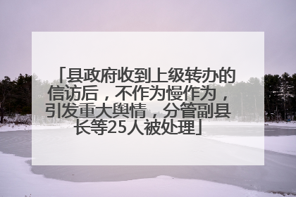 县政府收到上级转办的信访后，不作为慢作为，引发重大舆情，分管副县长等25人被处理