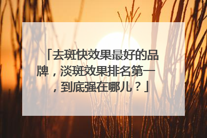 去斑快效果最好的品牌，淡斑效果排名第一，到底强在哪儿？