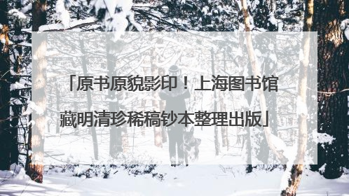 原书原貌影印！上海图书馆藏明清珍稀稿钞本整理出版