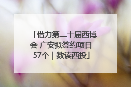 借力第二十届西博会 广安拟签约项目57个｜数读西投