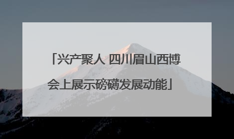 兴产聚人 四川眉山西博会上展示磅礴发展动能