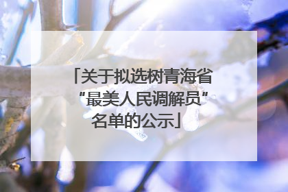 关于拟选树青海省“最美人民调解员” 名单的公示