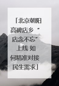 北京朝阳高碑店乡“店念不忘” 上线 如何精准对接民生需求