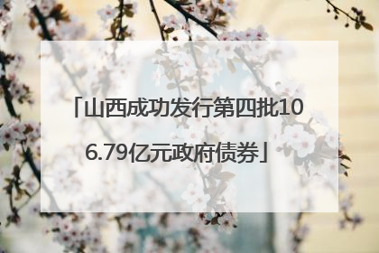 山西成功发行第四批106.79亿元政府债券