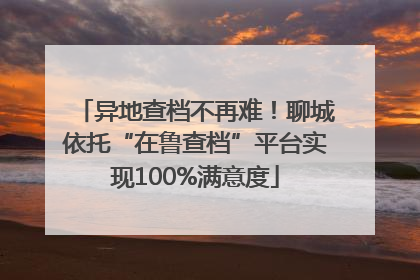 异地查档不再难！聊城依托“在鲁查档”平台实现100%满意度