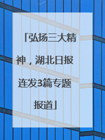 弘扬三大精神，湖北日报连发3篇专题报道