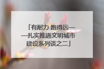 有耐力 跑得远——扎实推进文明城市建设系列谈之二