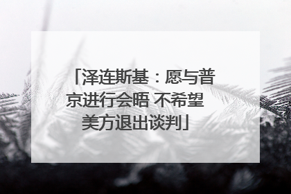 泽连斯基：愿与普京进行会晤 不希望美方退出谈判