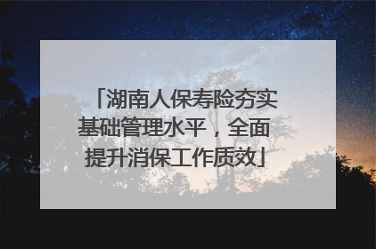 湖南人保寿险夯实基础管理水平，全面提升消保工作质效