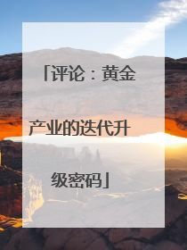 评论：黄金产业的迭代升级密码