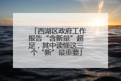 西湖区政府工作报告“含新量”超足，其中读懂这三个“新”最重要