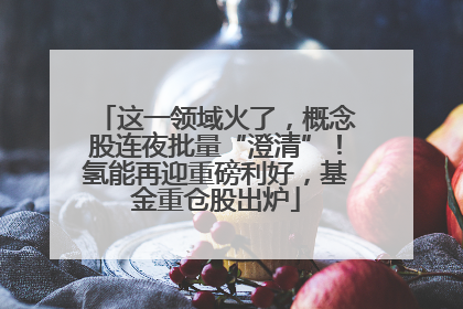 这一领域火了，概念股连夜批量“澄清”！氢能再迎重磅利好，基金重仓股出炉