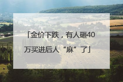 金价下跌，有人砸40万买进后人“麻”了