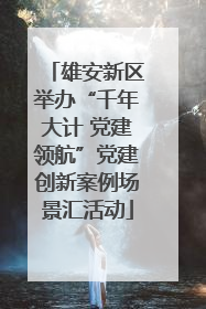 雄安新区举办“千年大计 党建领航”党建创新案例场景汇活动