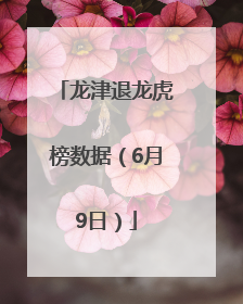龙津退龙虎榜数据（6月9日）