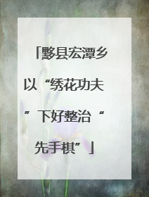 黟县宏潭乡以“绣花功夫”下好整治“先手棋”