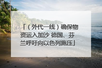 （外代一线）确保物资运入加沙 德国、芬兰呼吁向以色列施压
