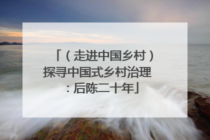 （走进中国乡村）探寻中国式乡村治理：后陈二十年
