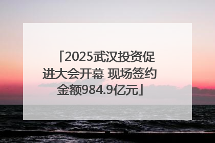 2025武汉投资促进大会开幕 现场签约金额984.9亿元